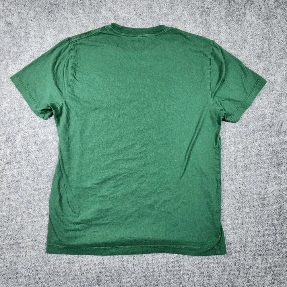 True Religion Mens Green Silver Buddha Logo Graphic T-Shirt Cotton Large